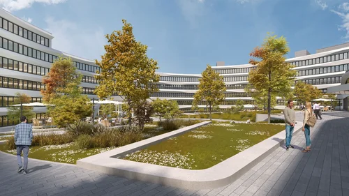 Blick in die Anlage des neuen CISPA Hauptgebaeudes